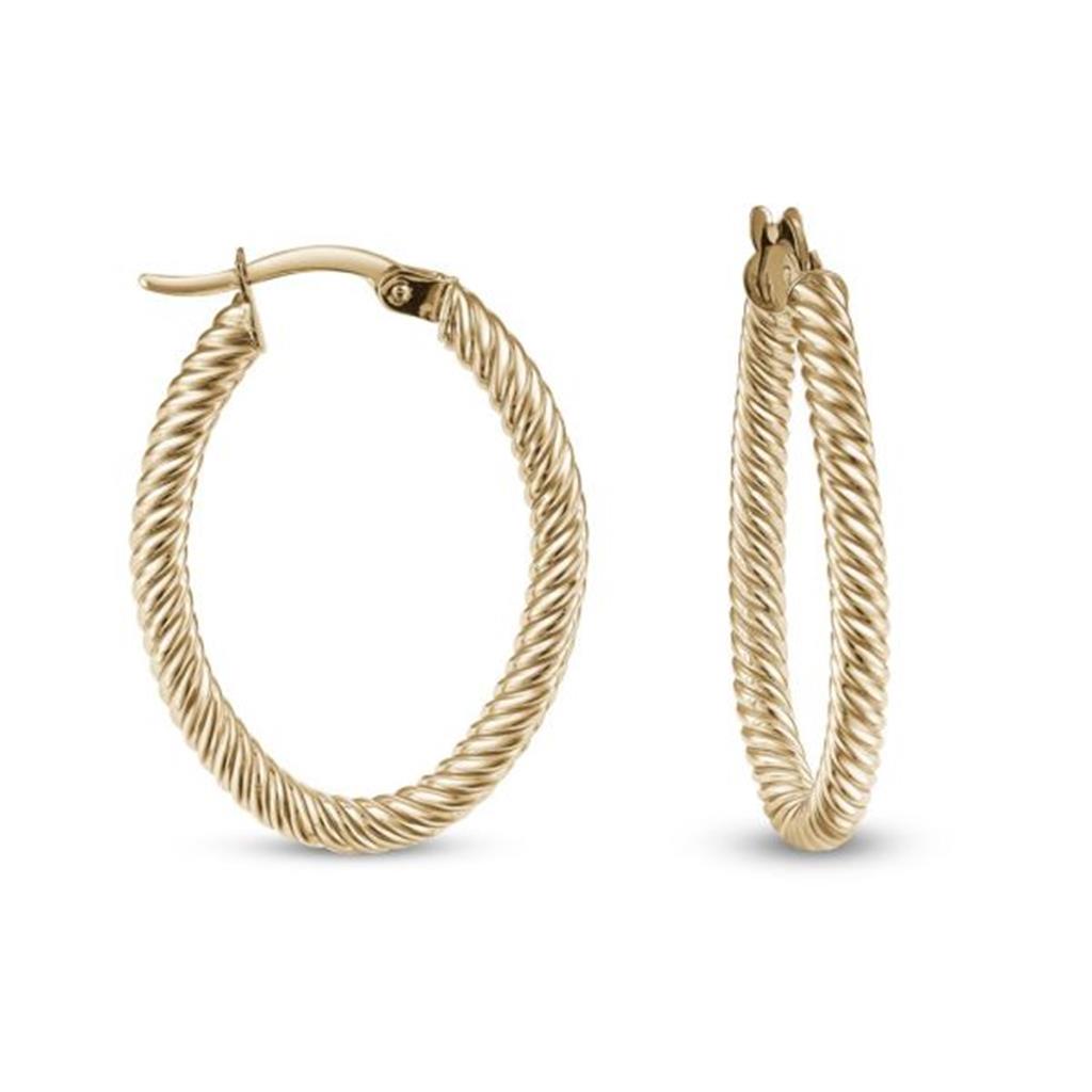 Oval Rope Pattern Hoop Earrings
