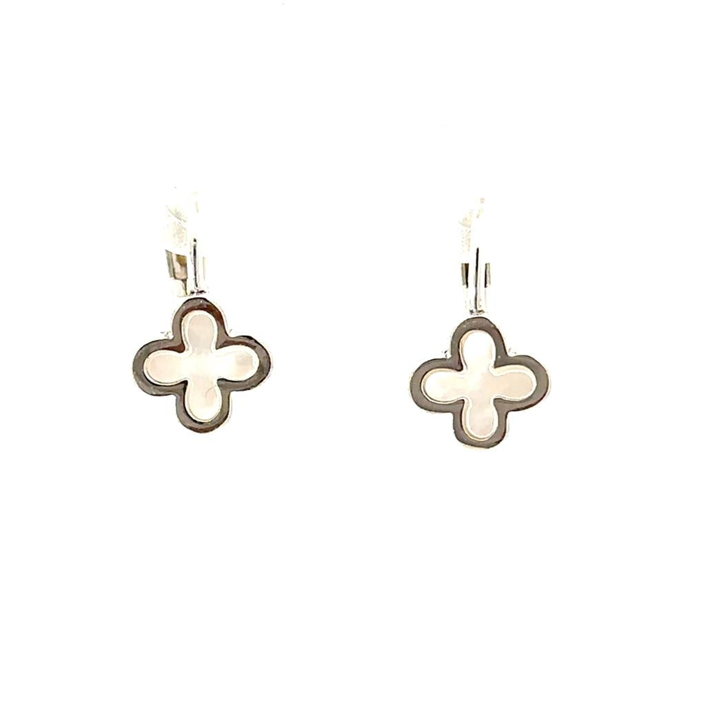 White Gold Petite Clover Earrings