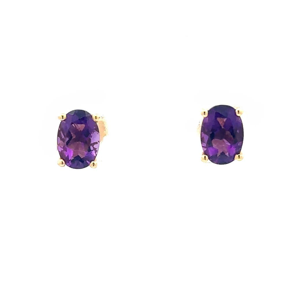 Oval Amethyst Earrings