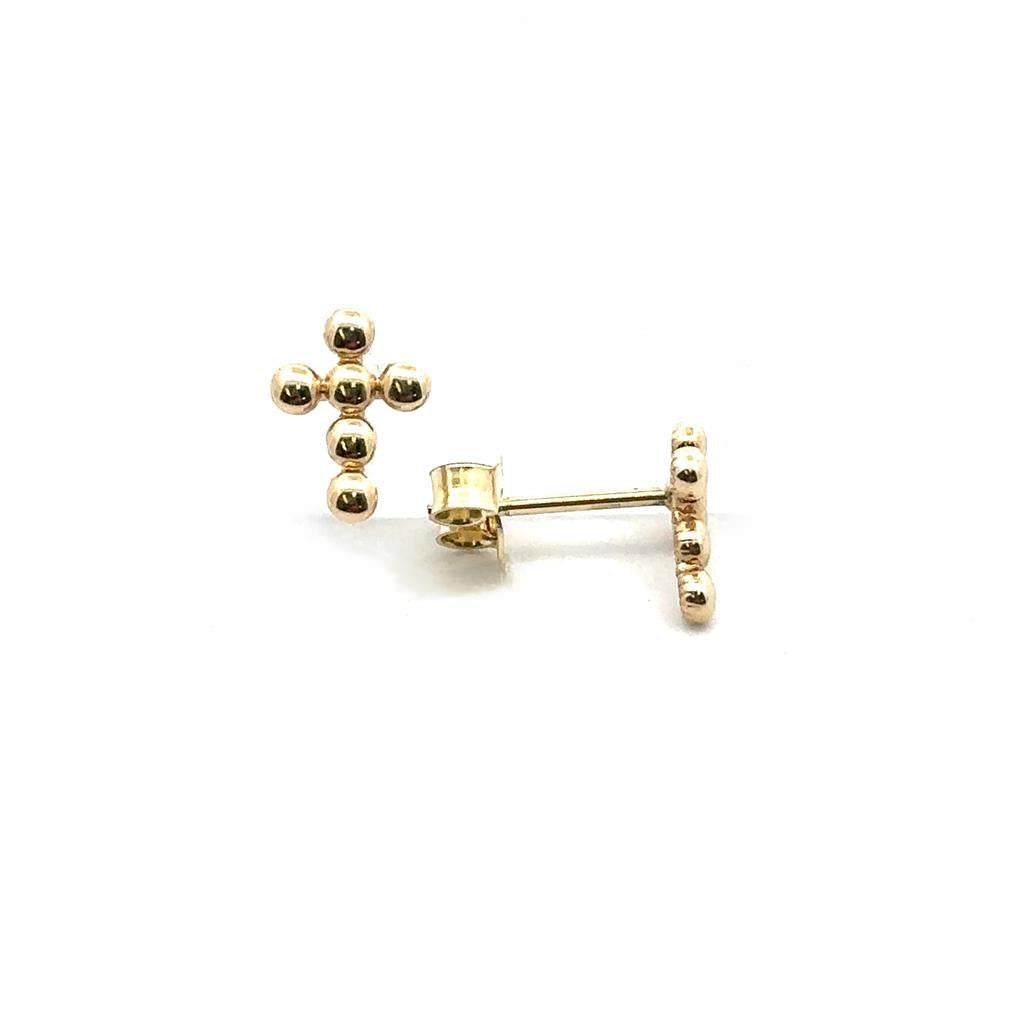 10K Beaded Cross Earrings