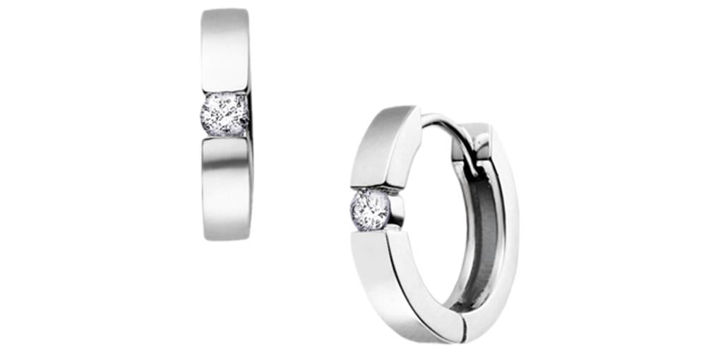 White Gold and Diamond Hoop Earrings