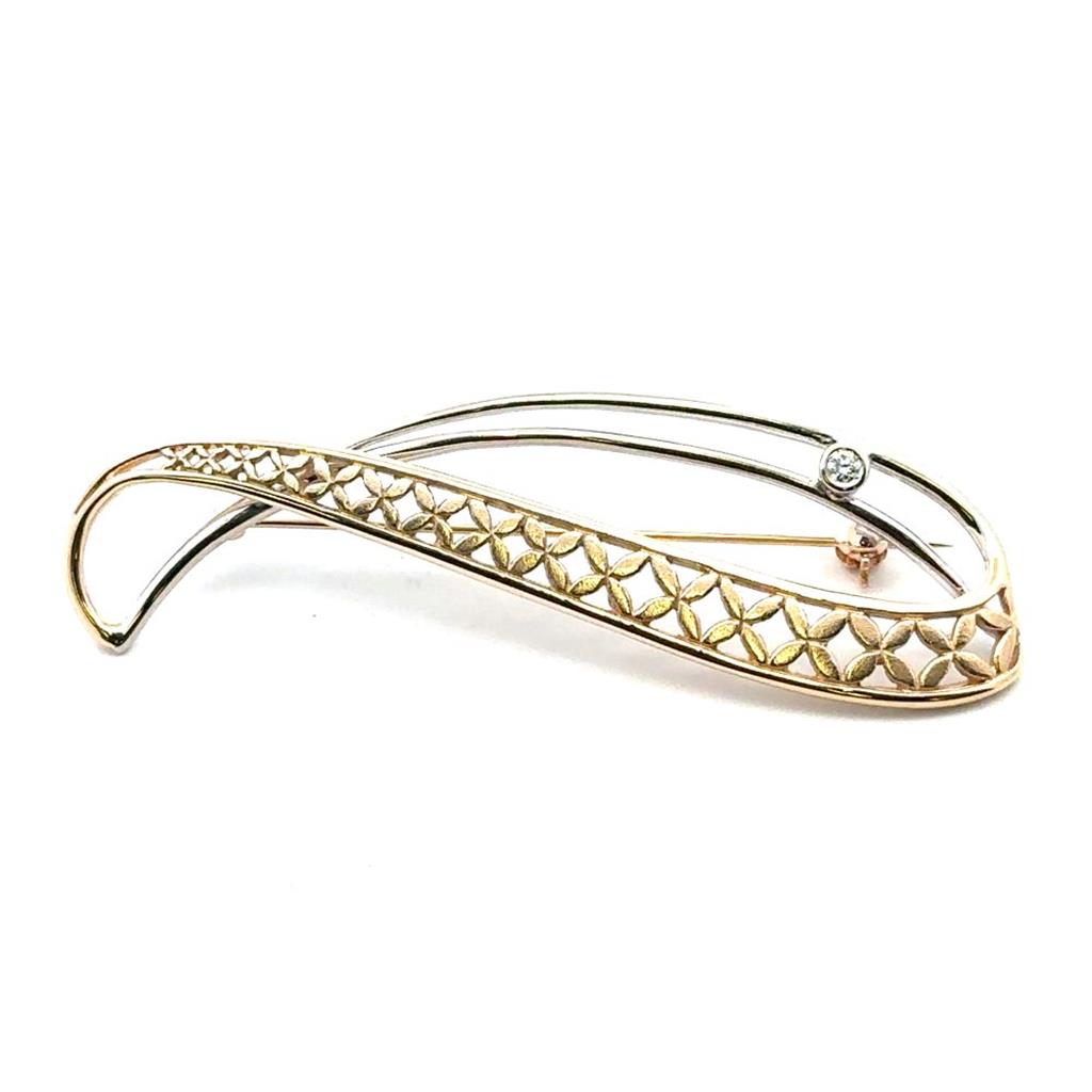 Two-Tone Gold & Diamond Brooch
