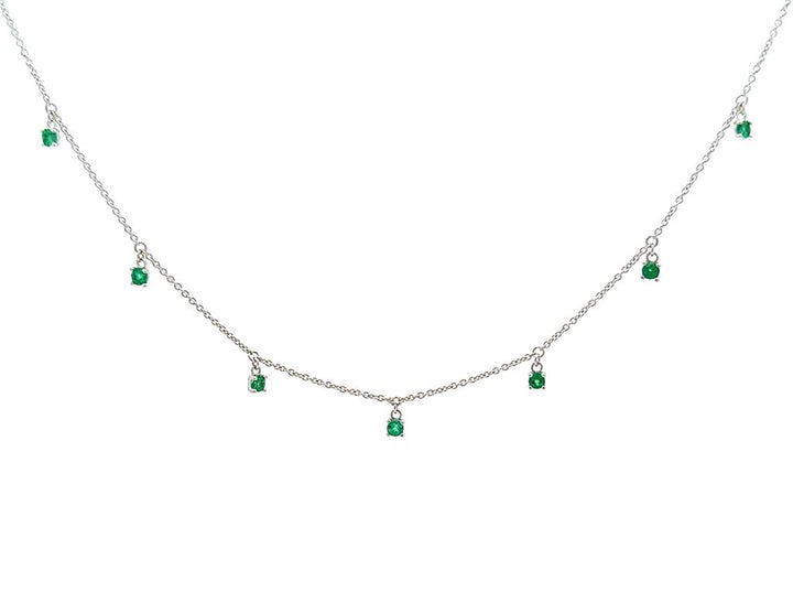 18K White Gold and Emerald Dangle Necklace