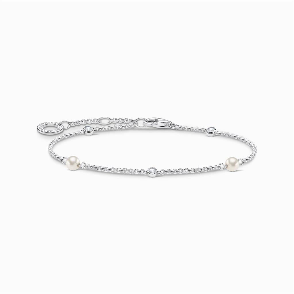Silver, CZ and Pearl Bracelet