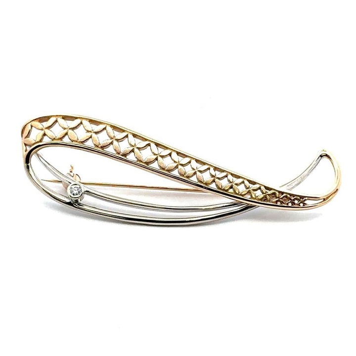 Two-Tone Gold & Diamond Brooch