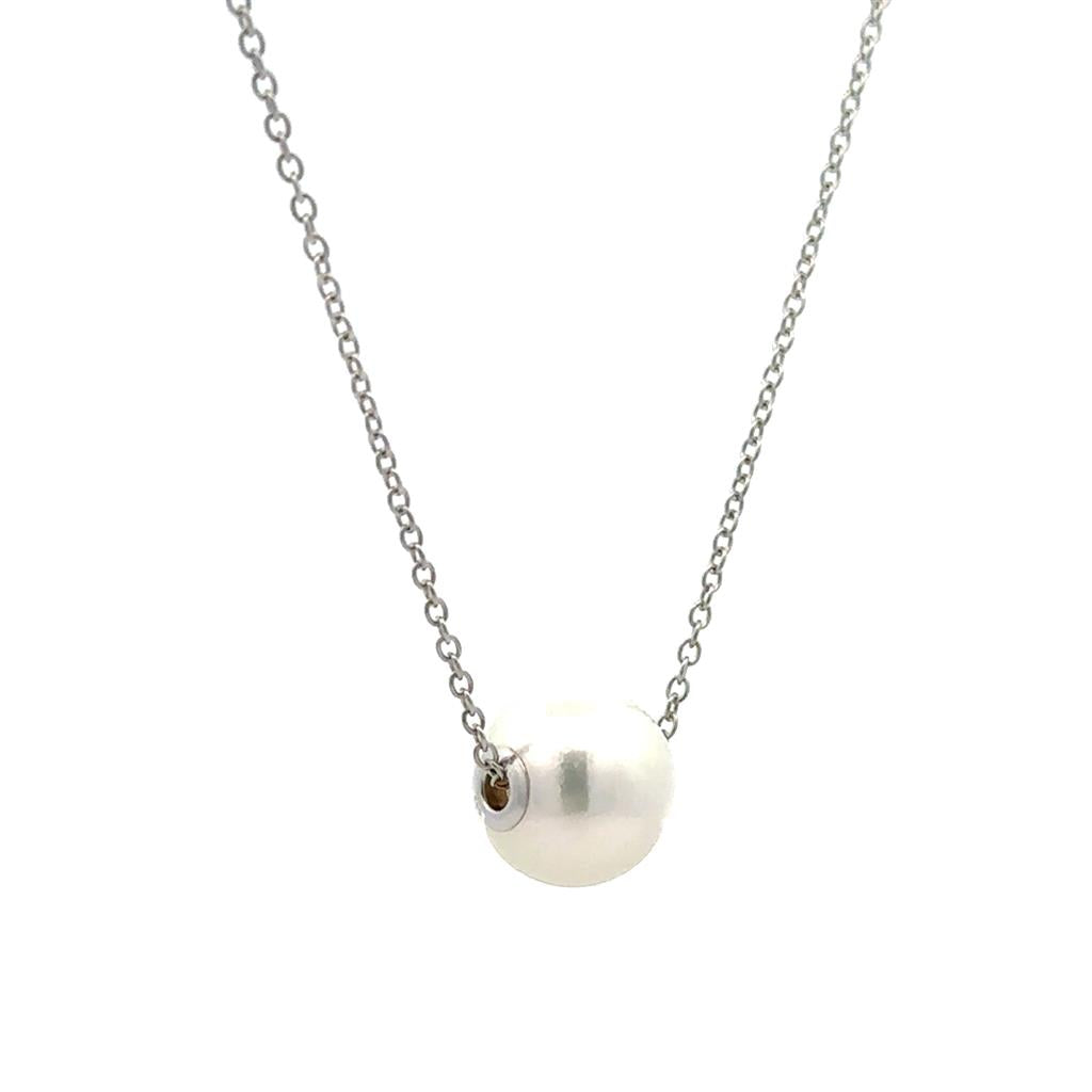 White Gold and Akoya Pearl Slider Pendant