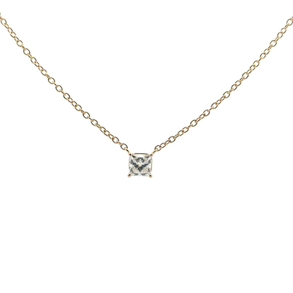 Stationary Princess Cut Diamond Pendant