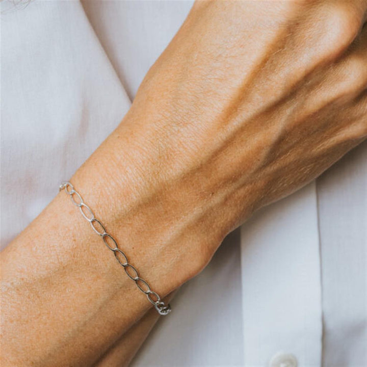 Silver Oval Link Charm Bracelet