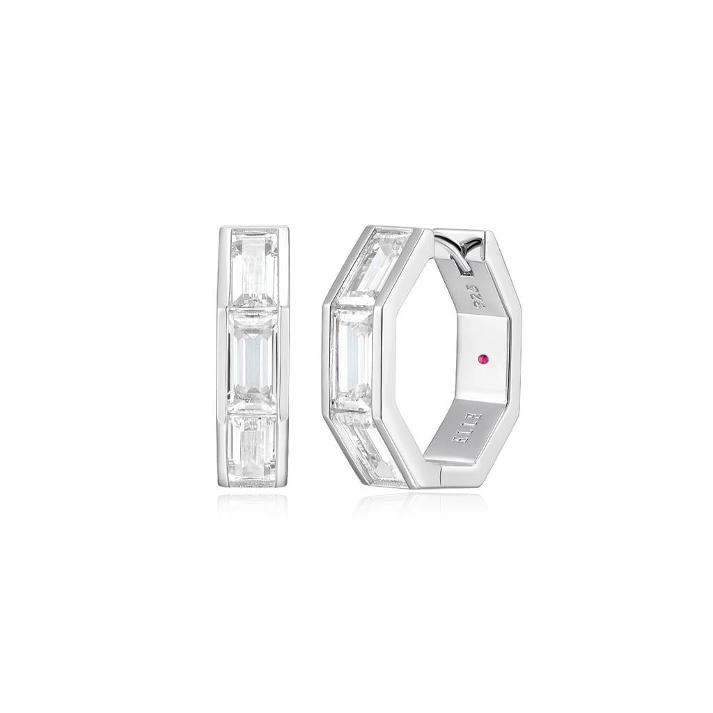 Silver Octagonal Huggies