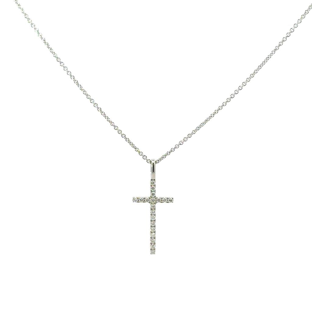 White Gold & Diamond Cross - With Chain