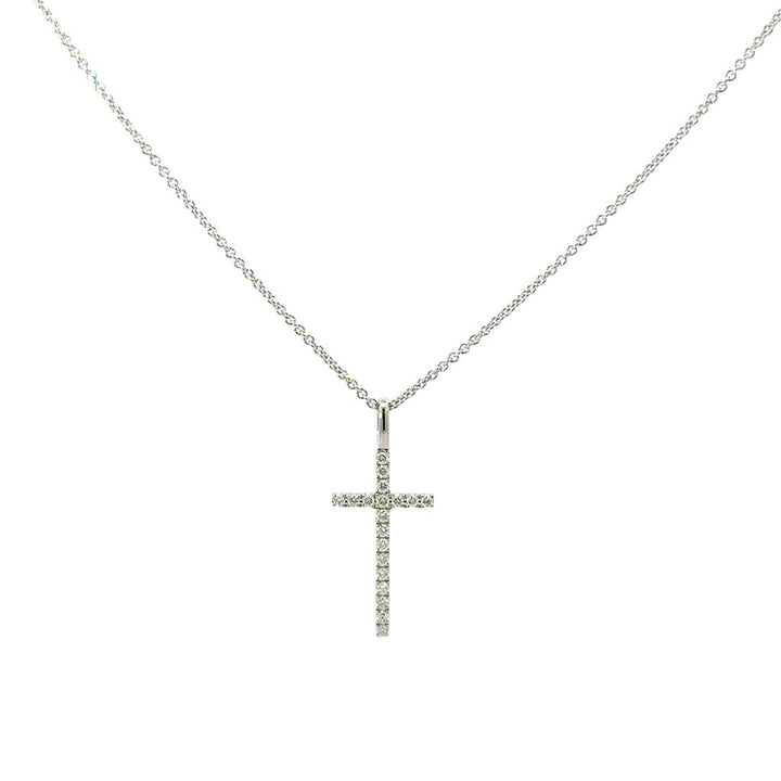 White Gold & Diamond Cross - With Chain
