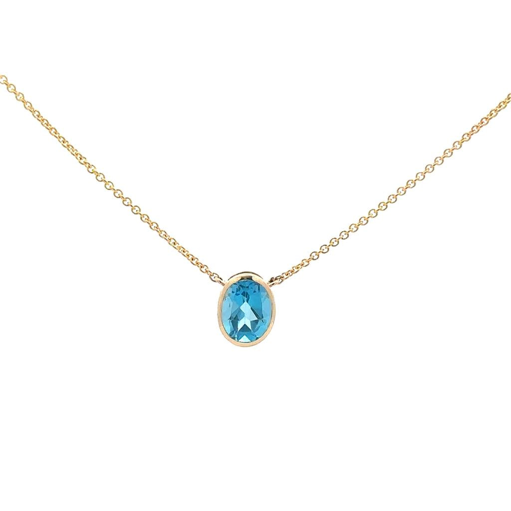Oval Blue Topaz Pendant