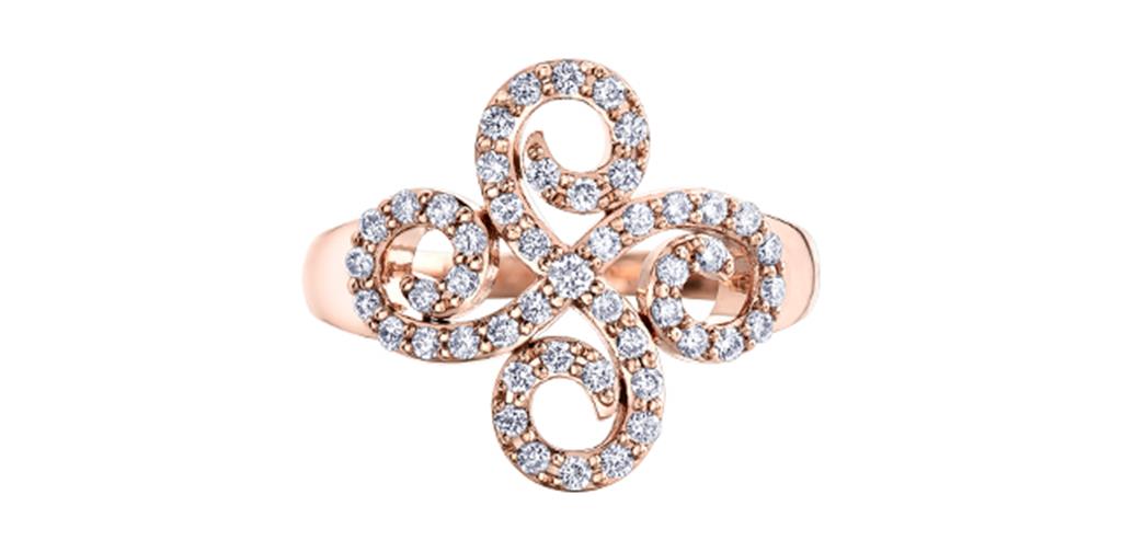 Rose Gold and Diamond Clover Ring