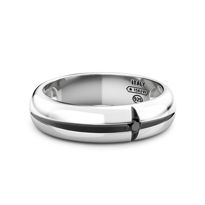 Silver & Black Spinel Ring