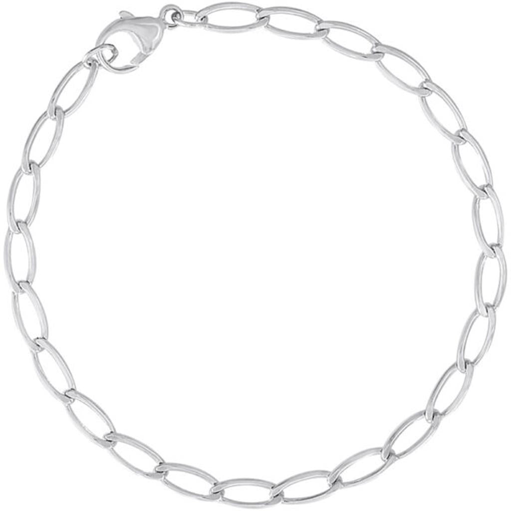 Silver Oval Link Charm Bracelet