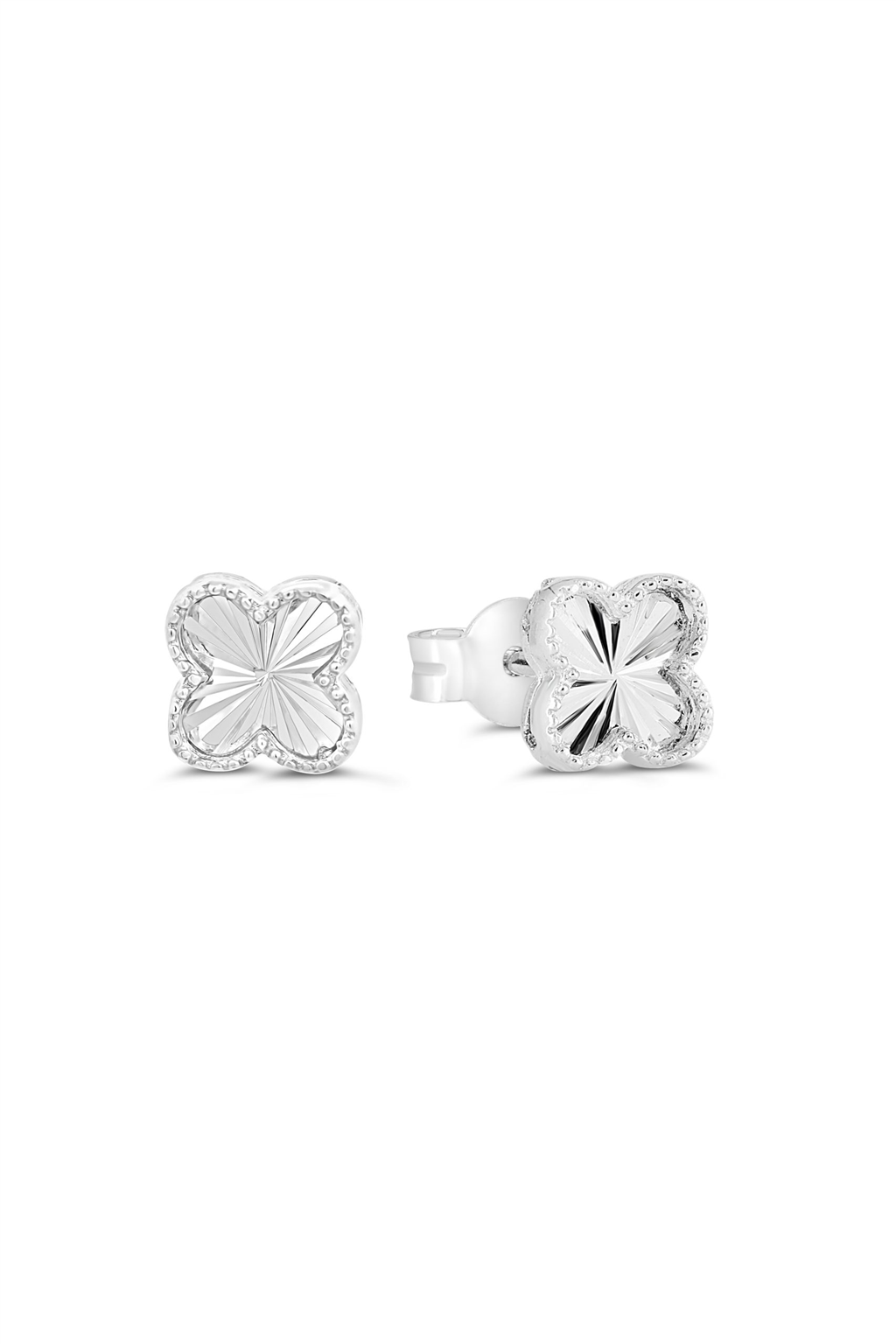 Petite White Gold Clover Earrings