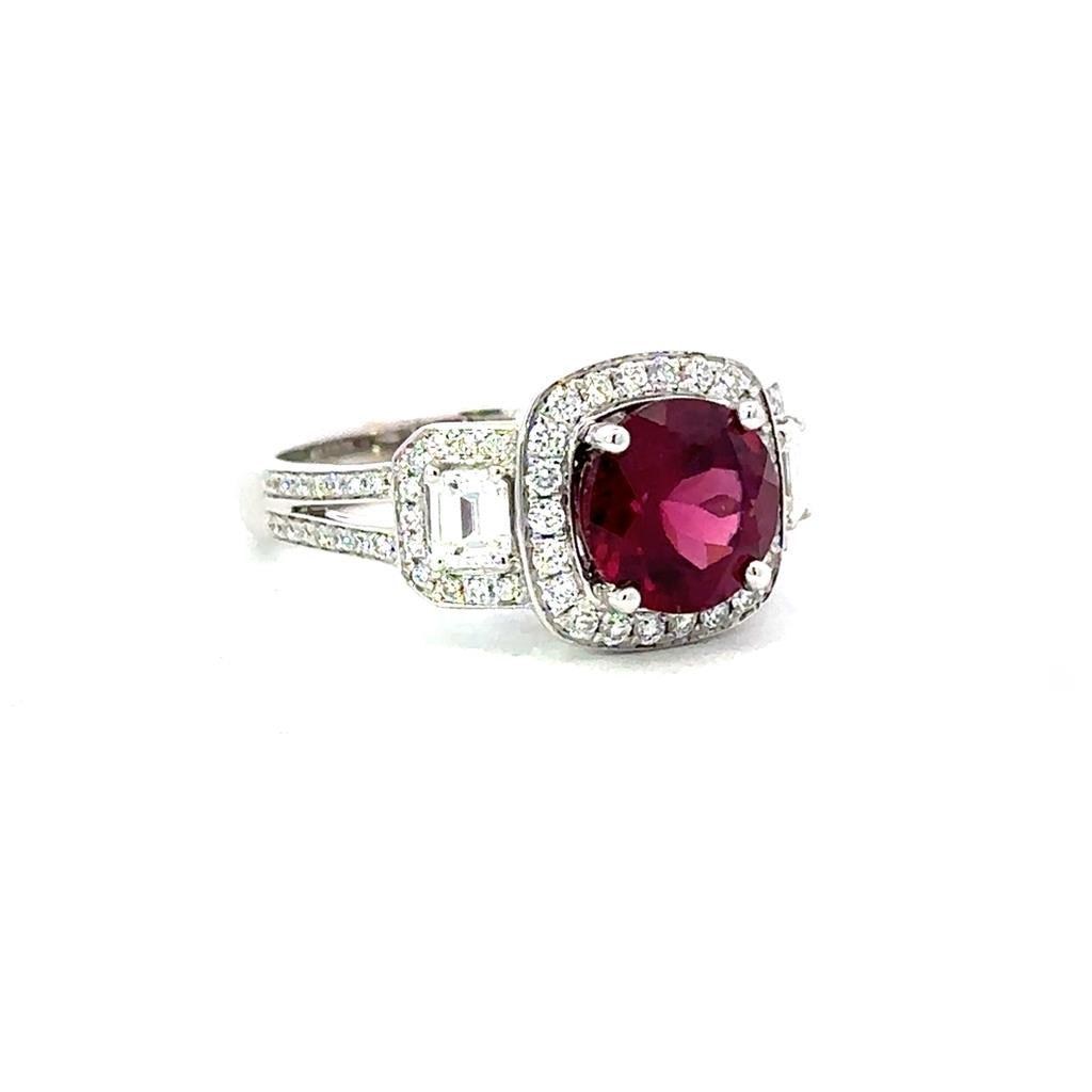 Diamond & Rhodolite Garnet Ring