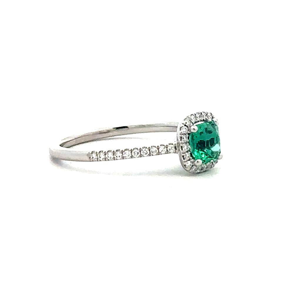 Square Emerald & Diamond Ring