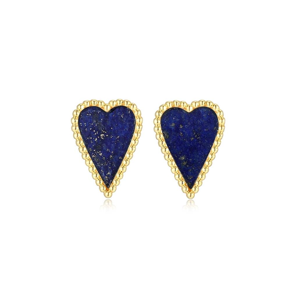 Gold Plated Lapis Heart Earrings - Davidson's Jewellers