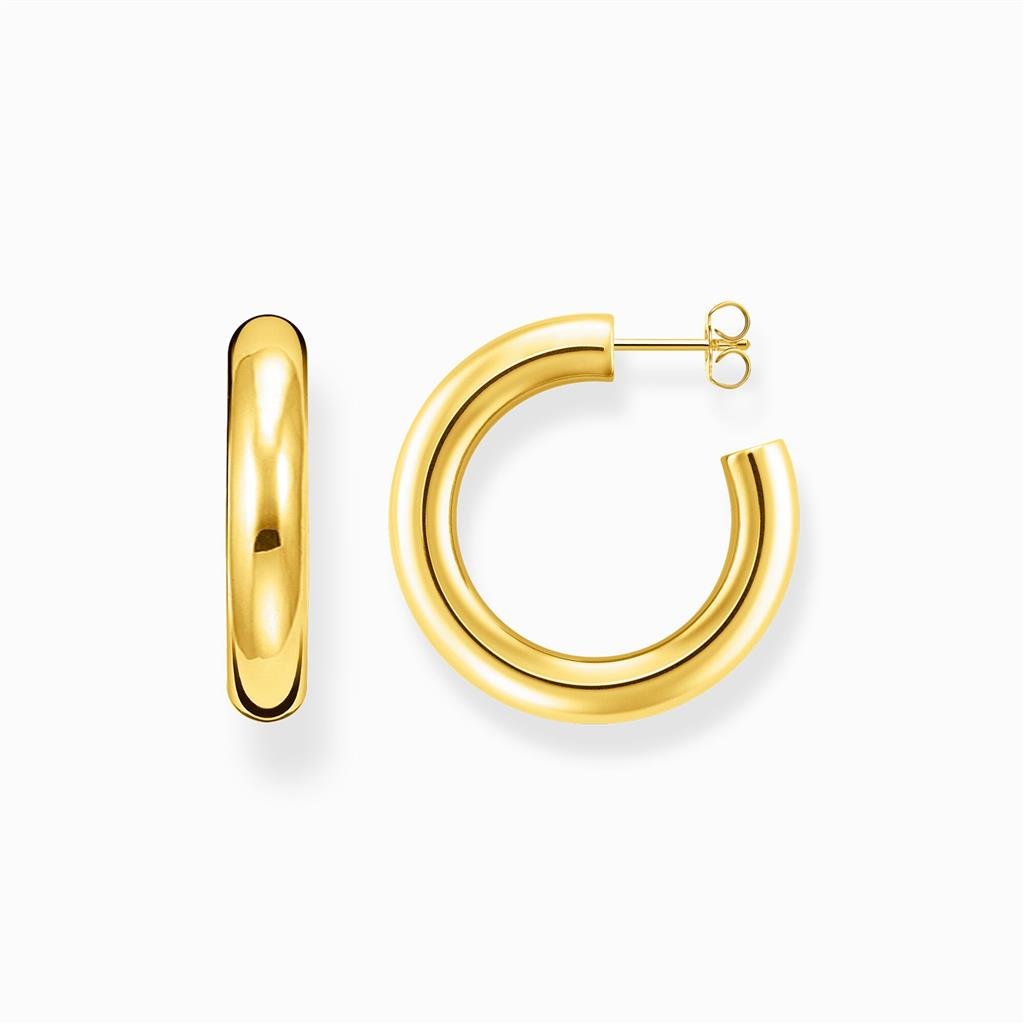 Gold Plated Silver Chunky Tubular Hoops - Davidson's Jewellers