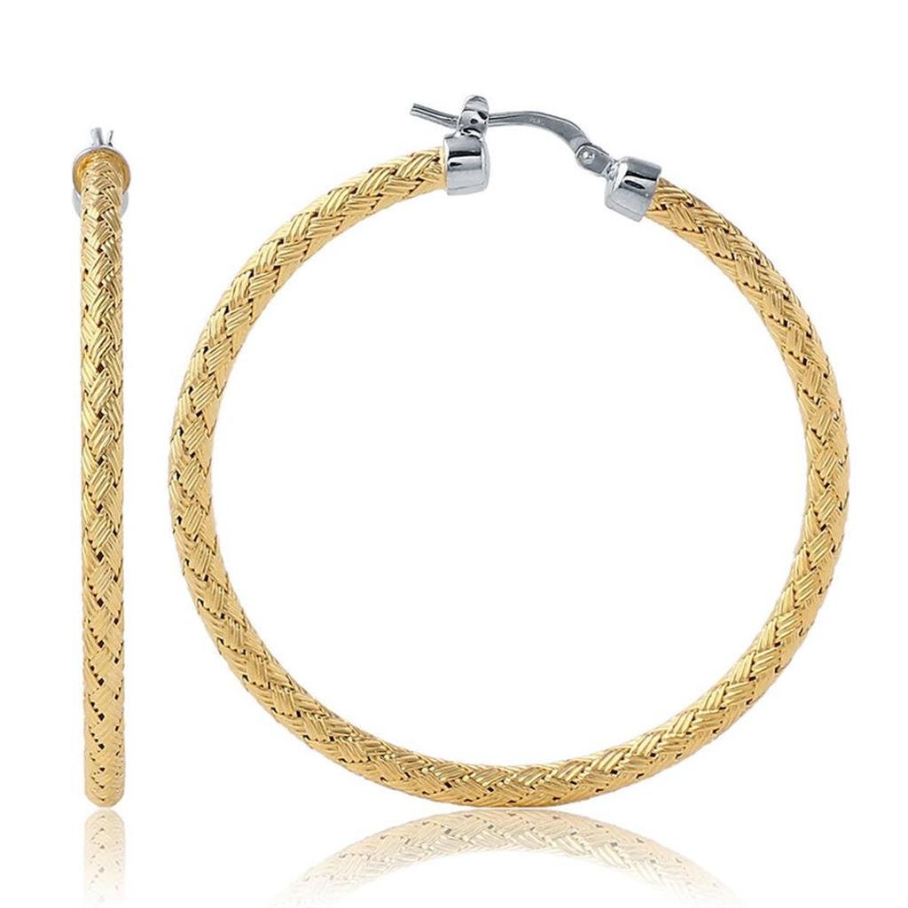 Gold Plated Silver Woven Hoop Earrings - Davidson's Jewellers