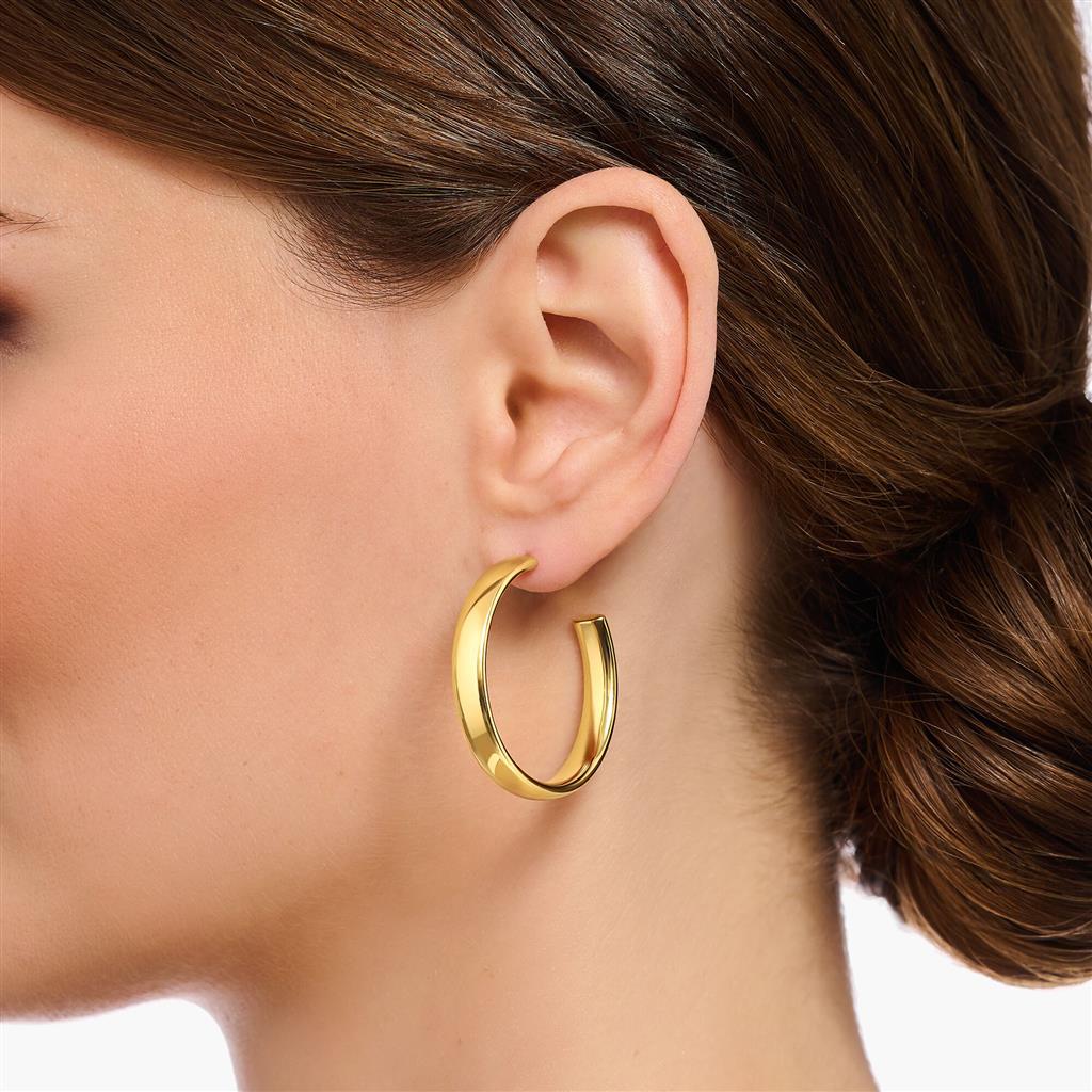 Gold Plated Tubular Hoop Earrings - Davidson's Jewellers