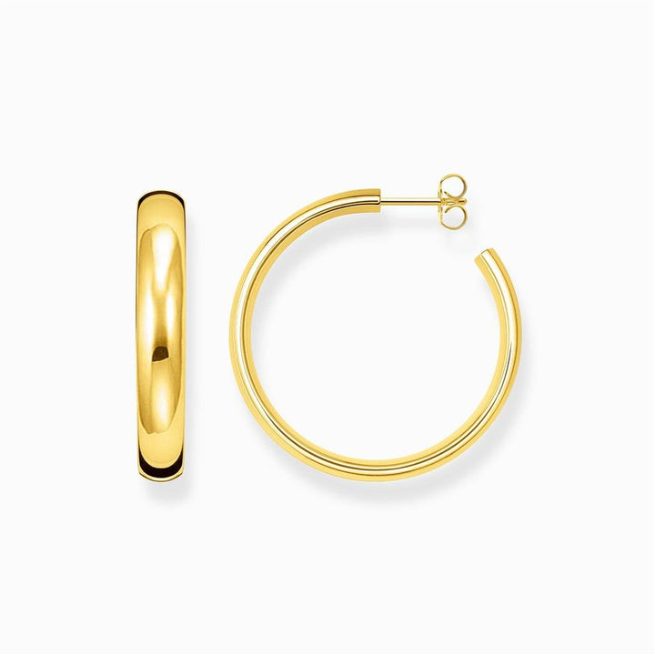 Gold Plated Tubular Hoop Earrings - Davidson's Jewellers