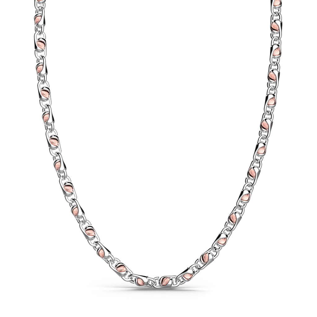 Heavy Silver & Rose Gold Chain - 20 Inches - Davidson's Jewellers