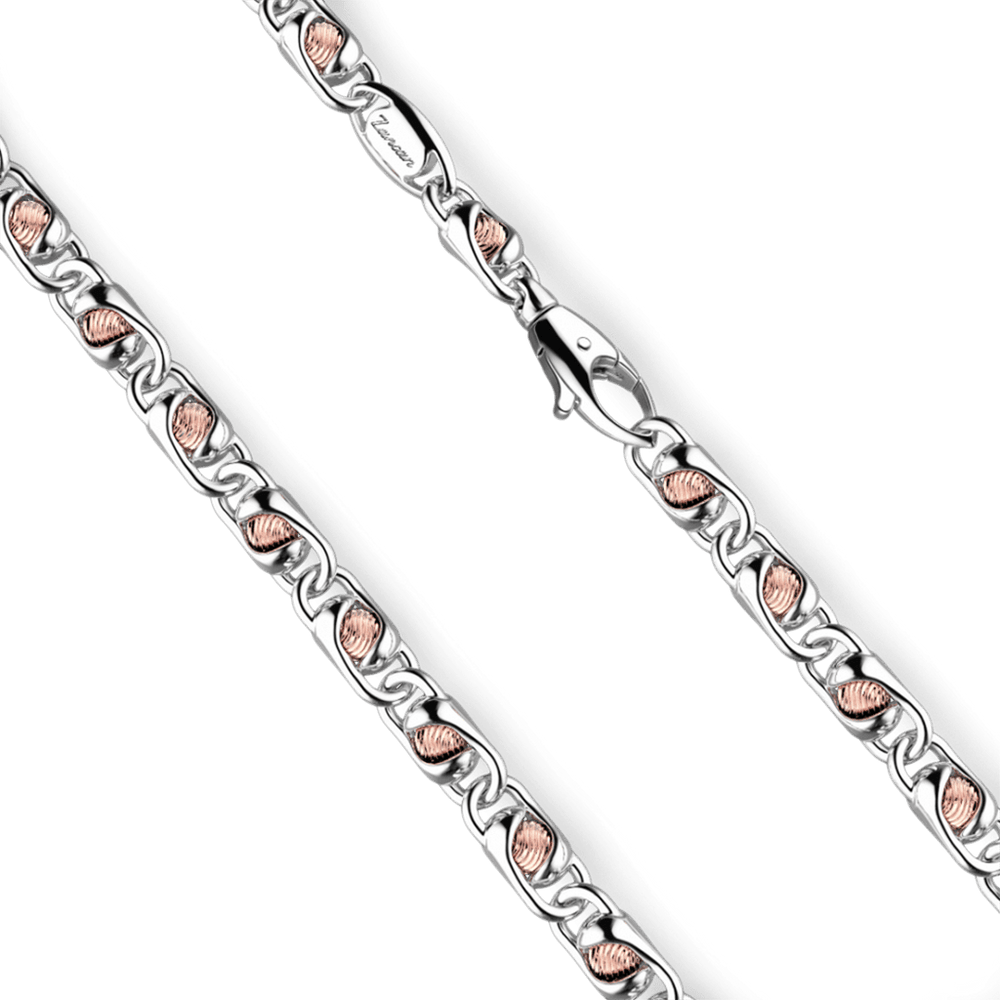 Heavy Silver & Rose Gold Chain - 20 Inches - Davidson's Jewellers