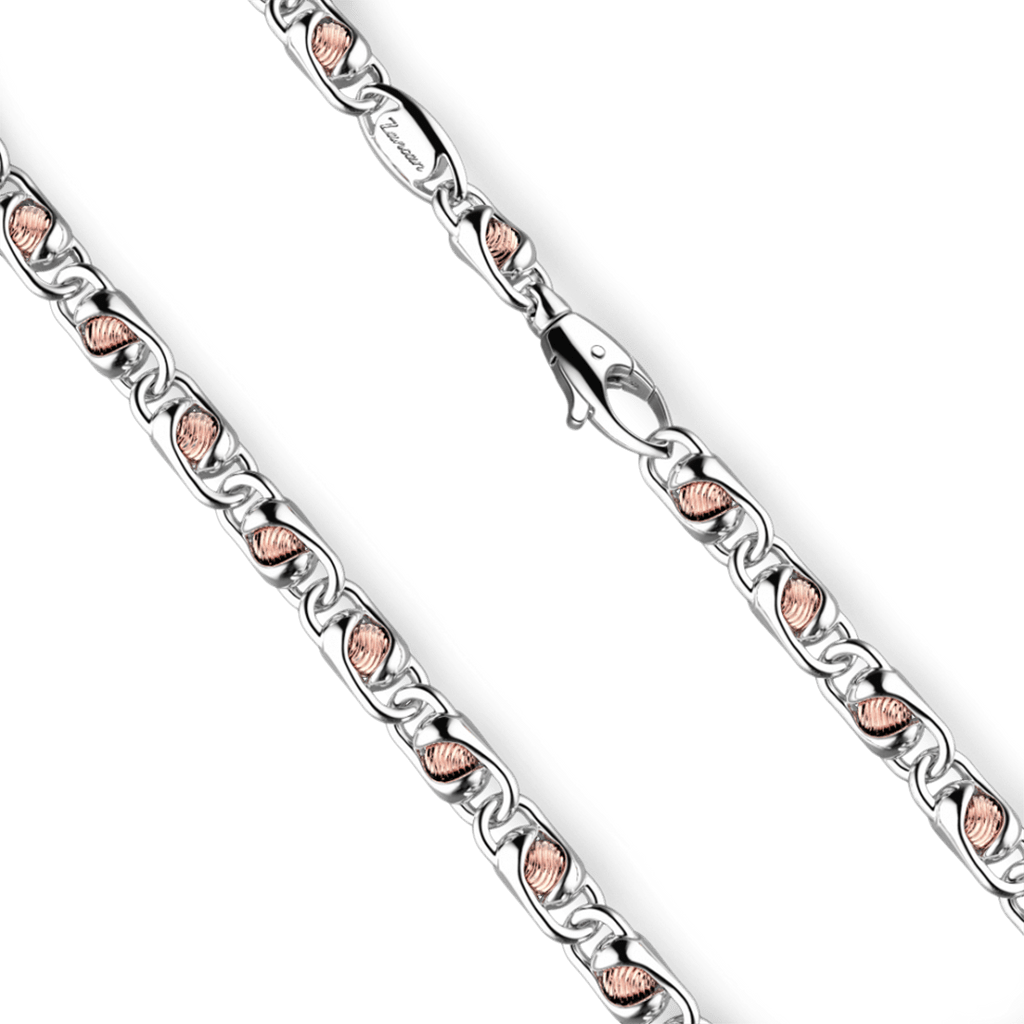 Heavy Silver & Rose Gold Chain - 20 Inches - Davidson's Jewellers