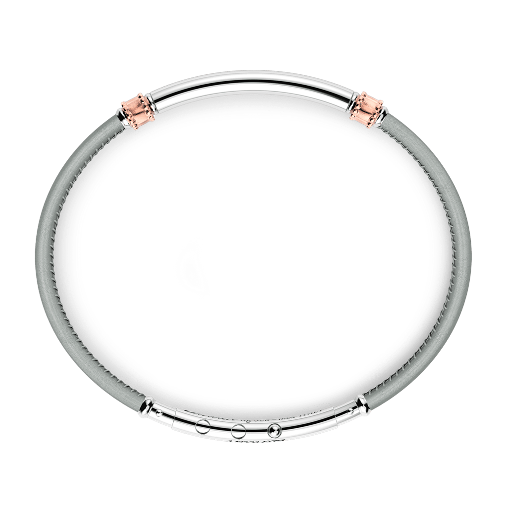 Leather, Silver & Rose Gold Bracelet - Davidson's Jewellers