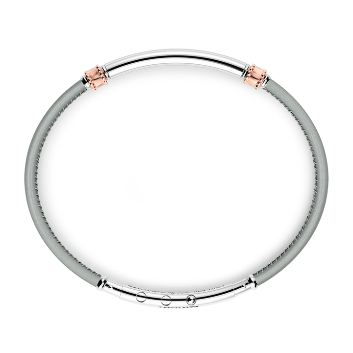 Leather, Silver & Rose Gold Bracelet - Davidson's Jewellers