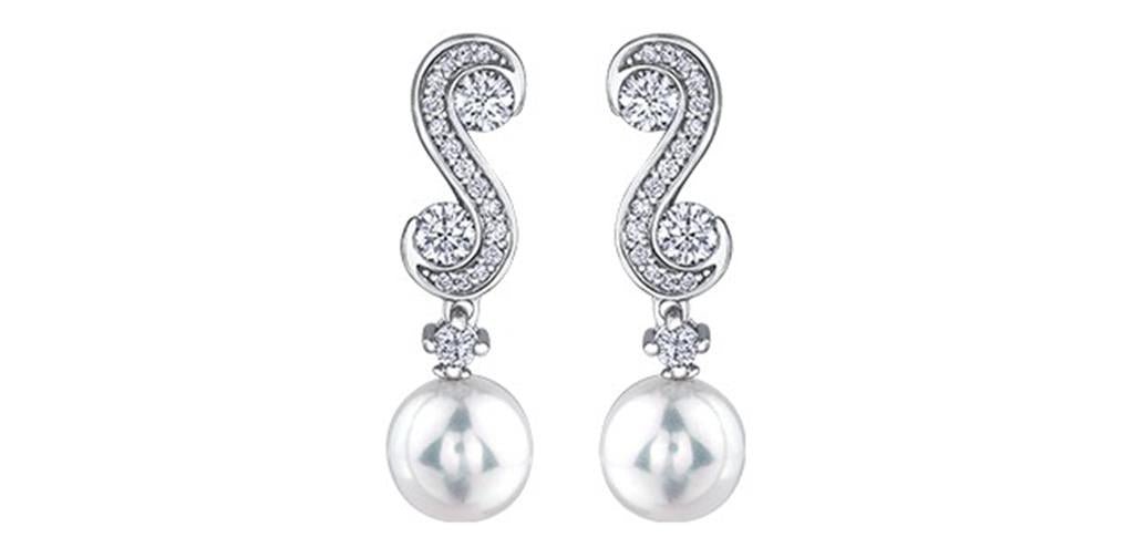 Maple Leaf Diamonds Pearl Earrings - Davidson's Jewellers
