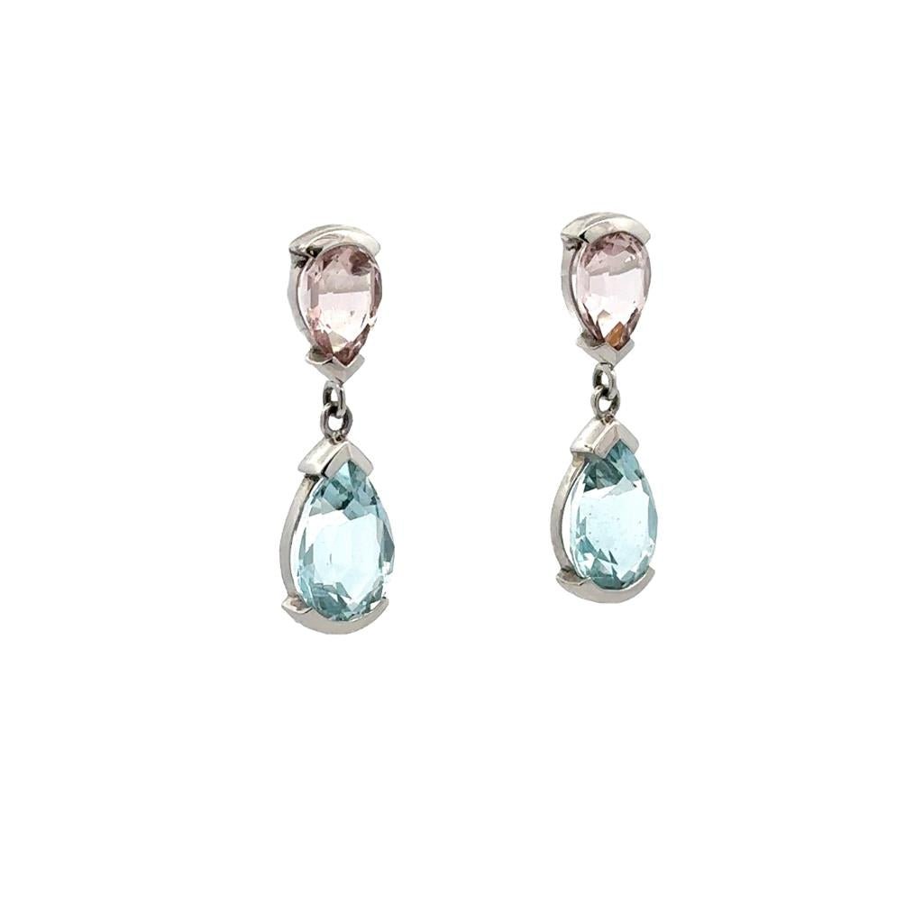 Morganite and Aqua Earrings - Davidson's Jewellers