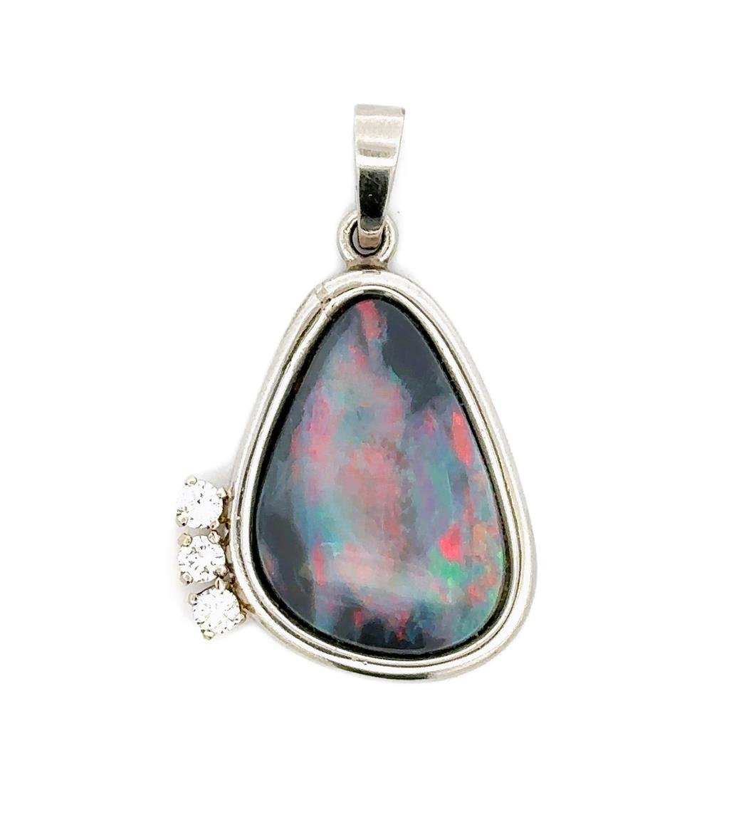 Platinum and Opal Pendant - Davidson's Jewellers