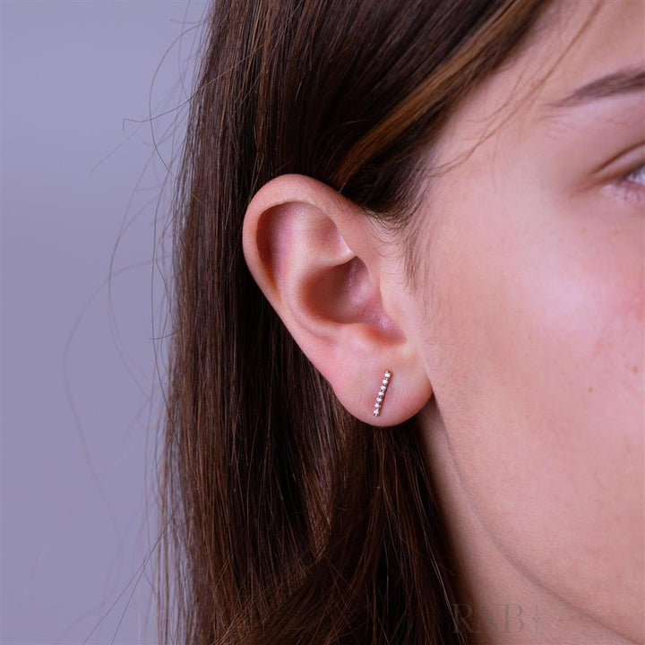 Rose Gold and Diamond Bar Earrings - Davidson's Jewellers