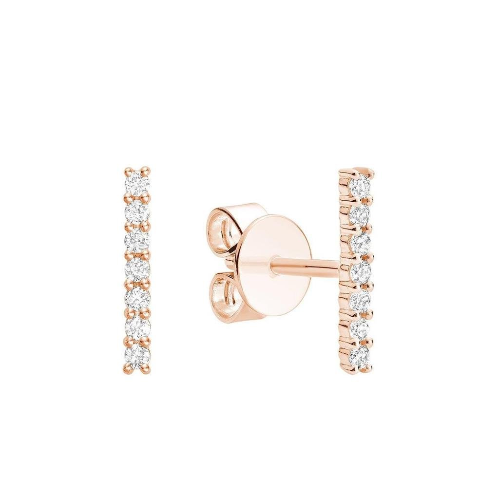 Rose Gold and Diamond Bar Earrings - Davidson's Jewellers