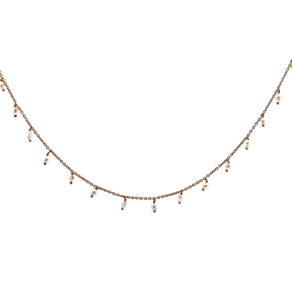Rose Gold Plated Necklace with Pearls - Davidson's Jewellers