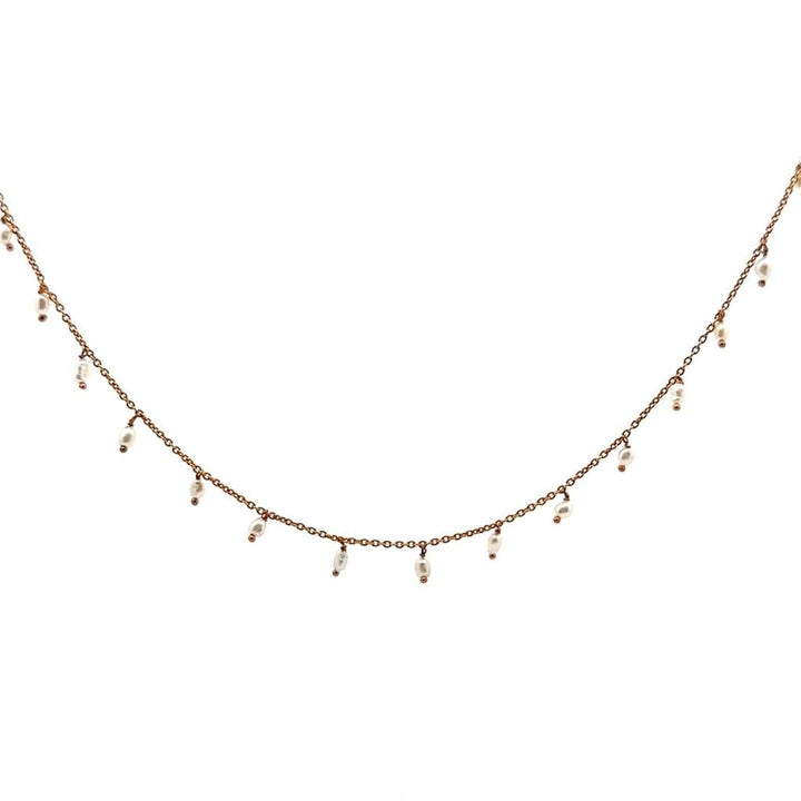 Rose Gold Plated Necklace with Pearls - Davidson's Jewellers