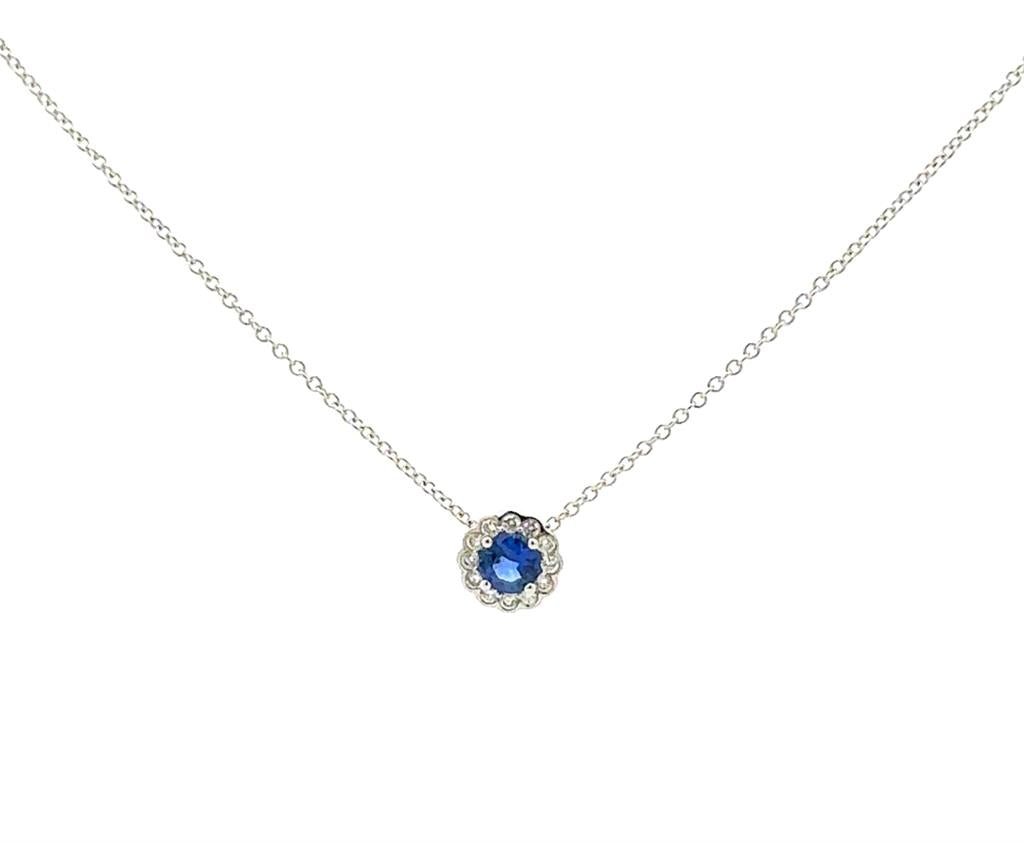 Sapphire & Diamond Halo Pendant - Davidson's Jewellers