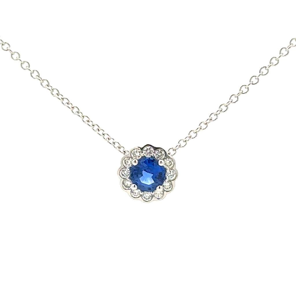 Sapphire & Diamond Halo Pendant - Davidson's Jewellers