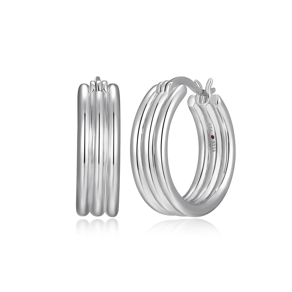 Silver Three Row Hoop Earrings - Davidson's Jewellers