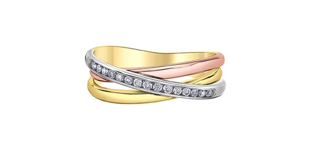 Tri - Colour Gold & Diamond Ring - Davidson's Jewellers