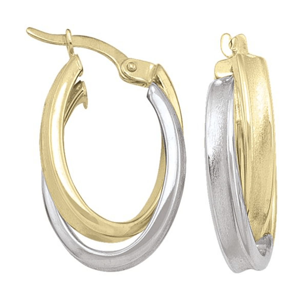 Two - Tone Oval Hoops - Davidson's Jewellers