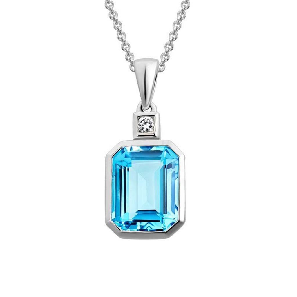 White Gold Blue Topaz Pendant - Davidson's Jewellers