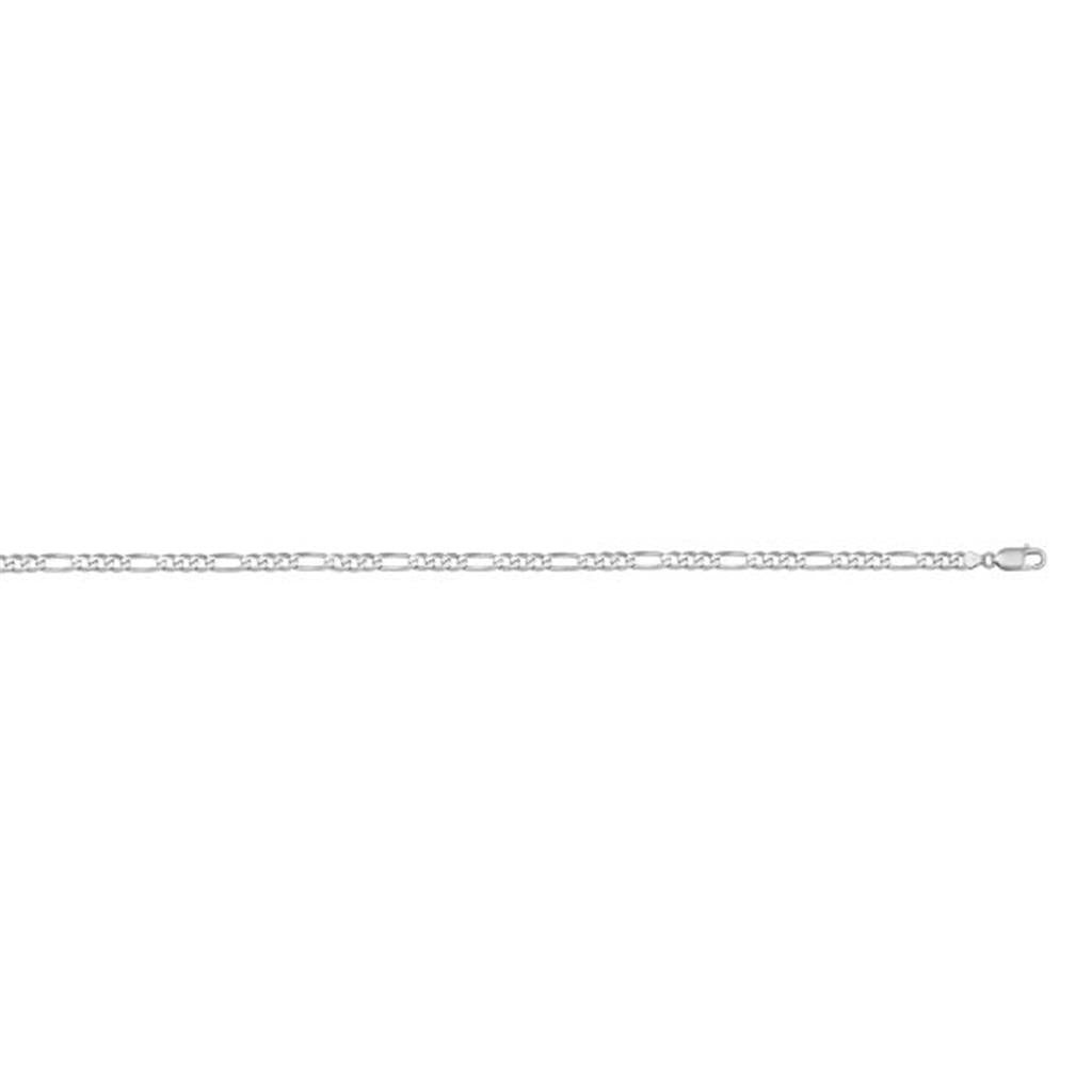 White Gold Figaro Link Chain - 18 Inches - Davidson's Jewellers