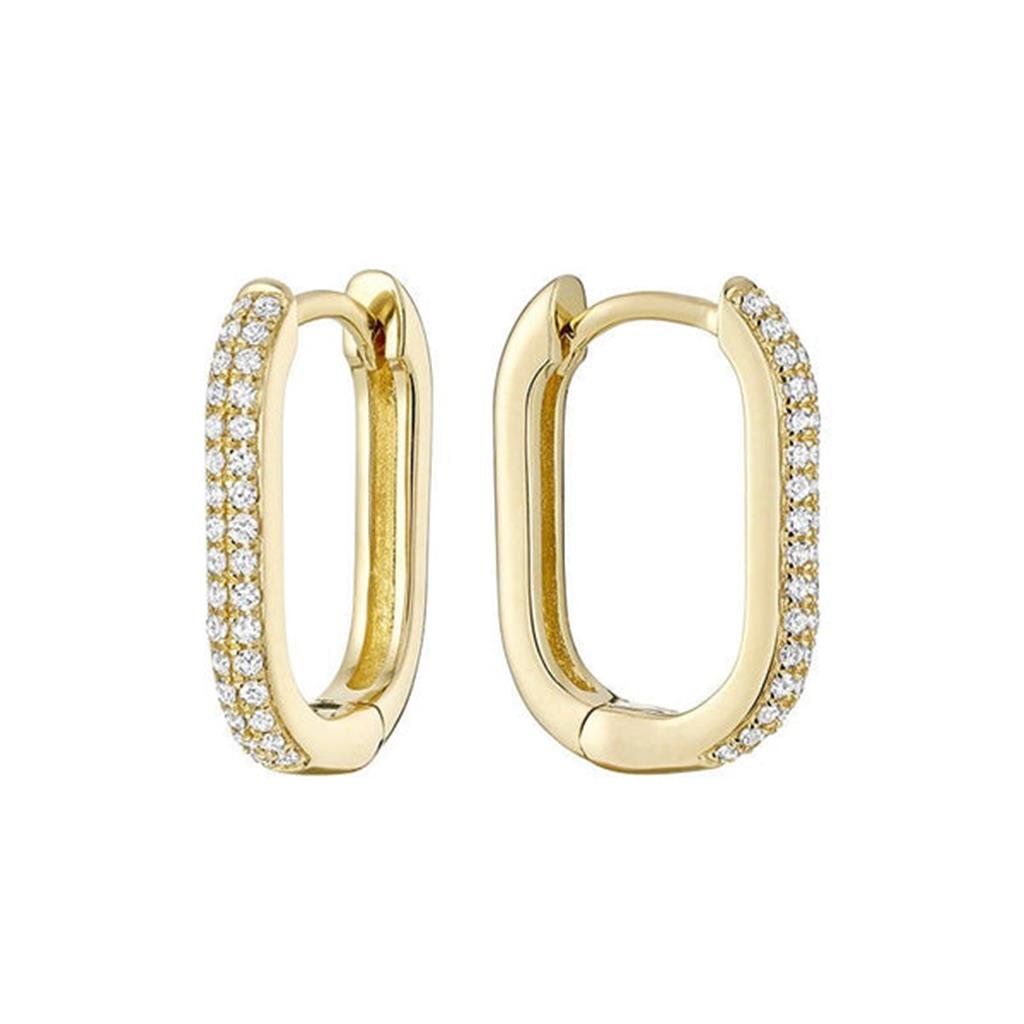 Yellow Gold and Diamond Paperclip Earrings - Davidson's Jewellers