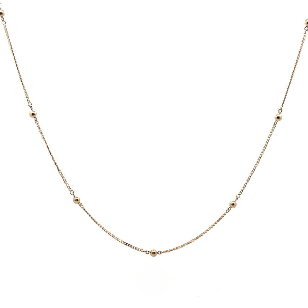 Yellow Gold Bead Station Chain - Davidson's Jewellers