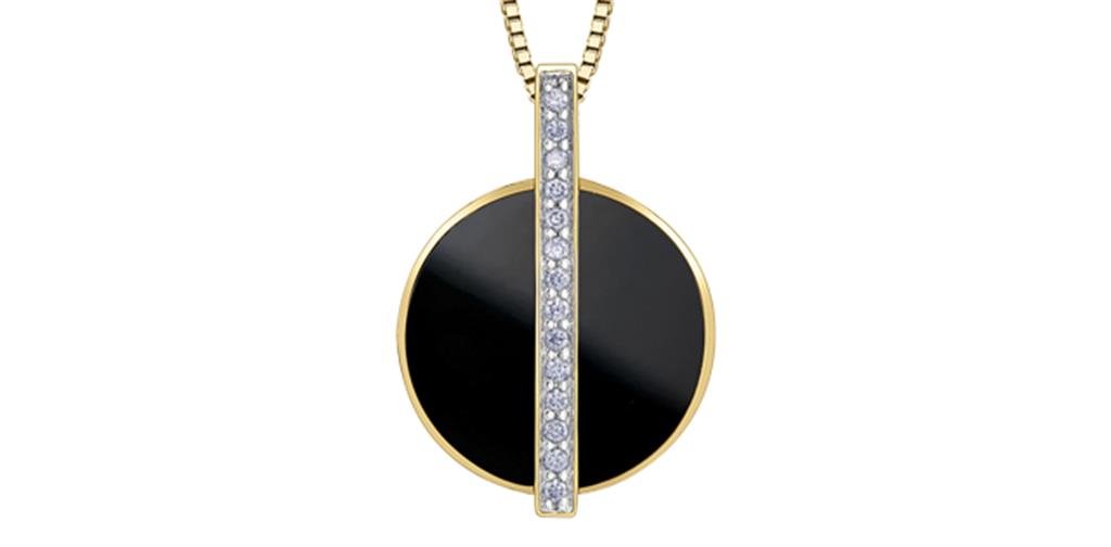 Yellow Gold, Onyx and Diamond Pendant - Davidson's Jewellers