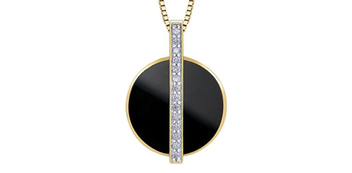 Yellow Gold, Onyx and Diamond Pendant - Davidson's Jewellers